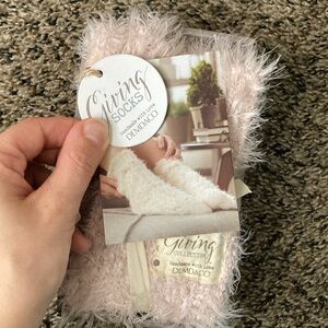 Demdaco Pink Fuzzy Giving Socks